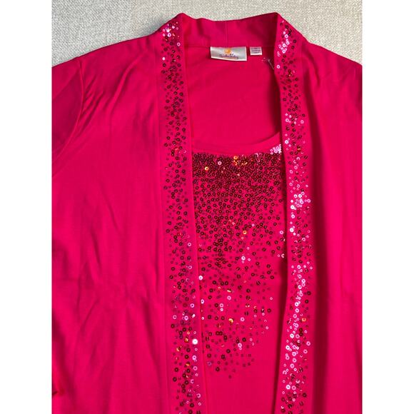 Quacker Factory Women’s 1X Pink Built-in Tank & Open Front Cardigan Set NWOT - Picture 8 of 8